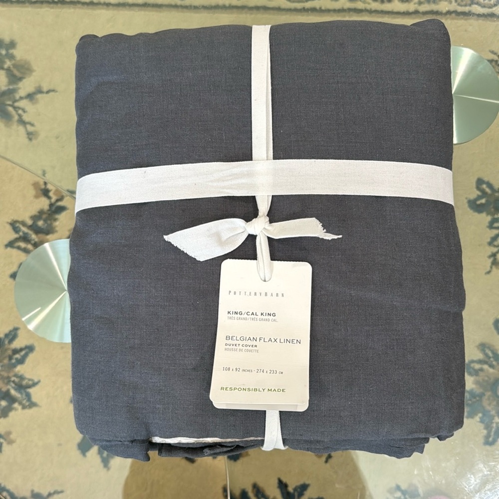 Brand New Pottery Barn Belgian Flax Linen Duvet Cover